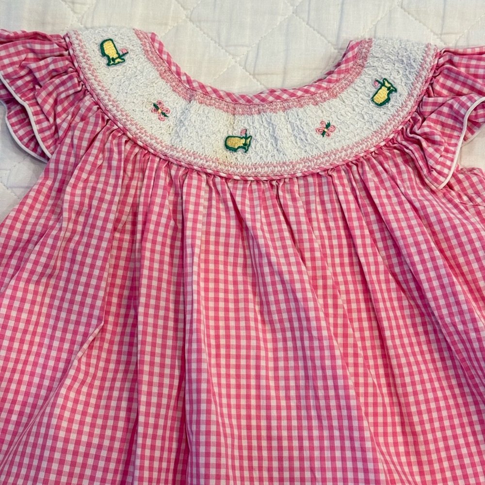 Masters Pink Gingham Smocked Dress 3T Augusta